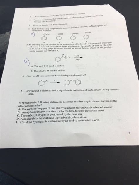 Solved Write The Mechanism For The Fischer Esterification Chegg