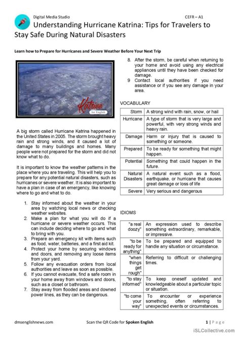 A1 Understanding Hurricane Katrina English Esl Worksheets Pdf And Doc