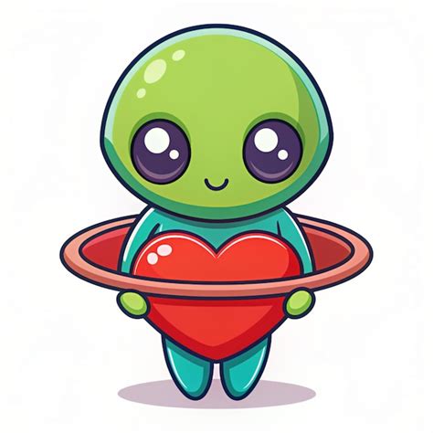 Icono Vectorial De Dibujos Animados De Cute Alien Holding Ufo