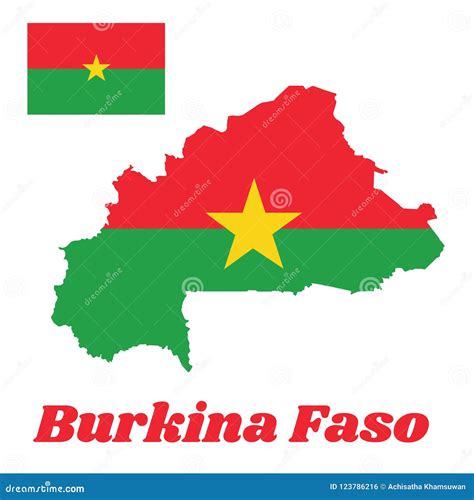 Map Outline And Flag Of Burkina Faso Two Horizontal Bands Of Red And