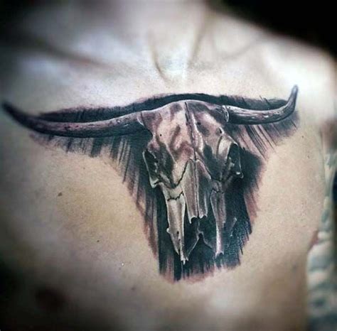 bull skull tattoo chest - Roselyn Akins