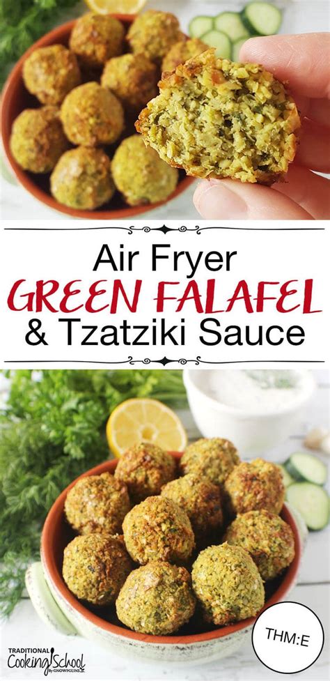 Air Fryer Green Falafel With Tzatziki Sauce THM E Recipe Tzatziki