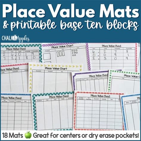 Place Value Charts Printable Place Value Mats And Base Ten Blocks Etsy