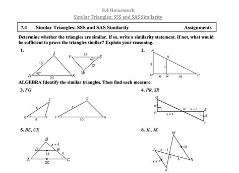 Aa Sas Sss Similarity Worksheet