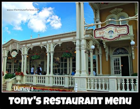 Tony S Town Square Restaurant Menu Magic Kingdom