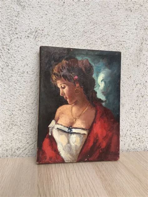 QUADRO VINTAGE DAMA Dipinto A Olio Su Tela EUR 30 00 PicClick IT