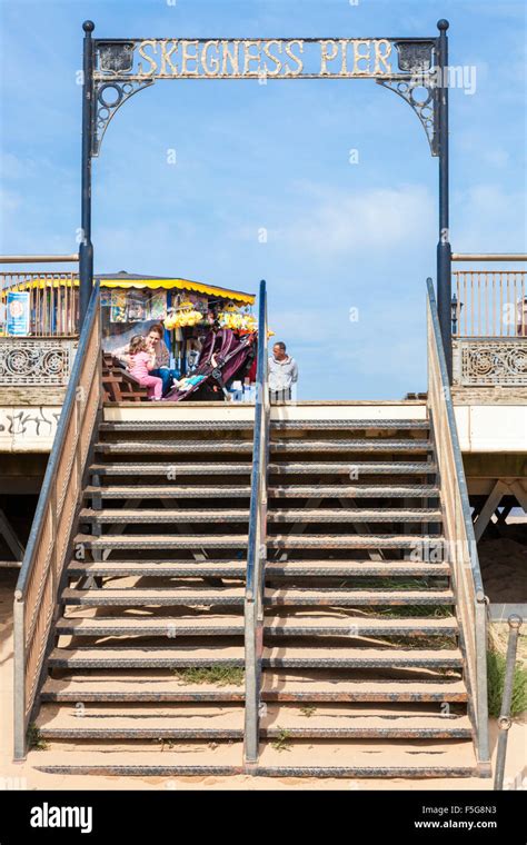 Sign At Skegness Pier Above Steps To And From The Beach Skegness