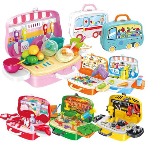 Cozinha Infantil De Brinquedo Comidinha Kit Educativo Maleta Rodinha