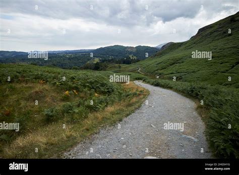 Walking The Path Around Loughrigg Fell Lake District Cumbria England