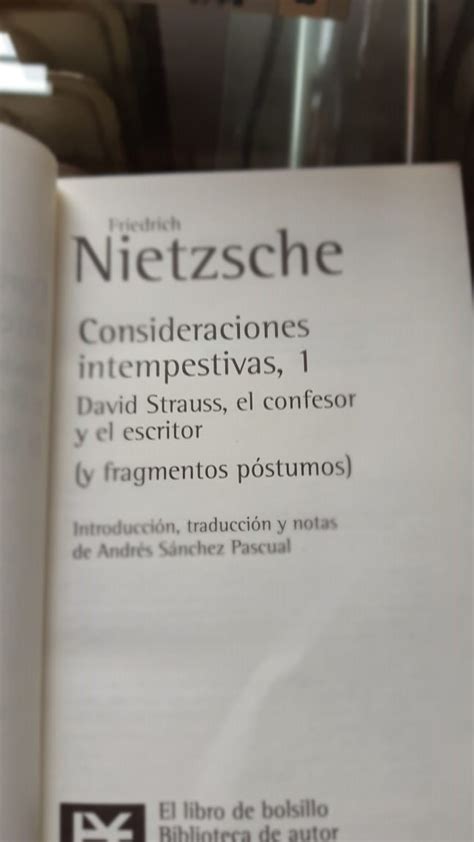 Consideraciones Intempestivas Autor Friedrich Nietzsche Mercado Libre