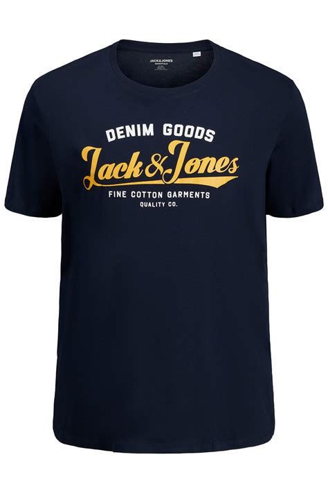 JACK & JONES Navy Logo Chest Print T-Shirt | BadRhino