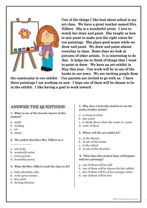 Elementary Reading Comprehension Worksheets | Reading Comprehension ...