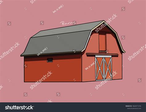 Vector Illustration Red Barn Stock Vector Royalty Free 1864971976