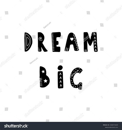 Dream Big Lettering Hand Drawn Scandinavian Stock Vector Royalty Free