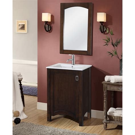 Contemporary 24-inch Single Sink Bathroom Vanity with Brown Single ...