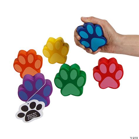 Personalized Paw Print Stress Toys with Tag for 12