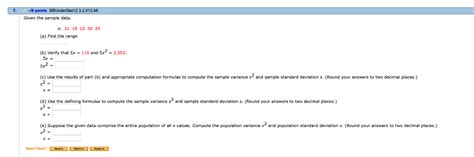 Solved Points Bbunderstat M Given The Sample Chegg