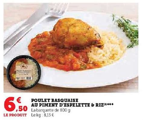 Promo Poulet Basquaise Au Piment Despelette And Riz Chez Hyper U