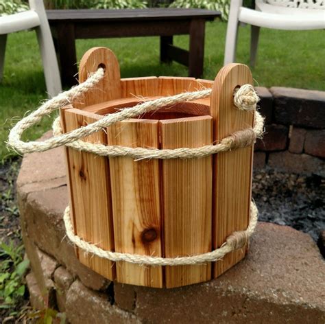 Cedar Planter Bucket With Rope Handle Bucket Planter Cedar Planter