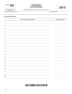 Fillable Online Revenue Wi Ic Schedule De Disregarded Entity