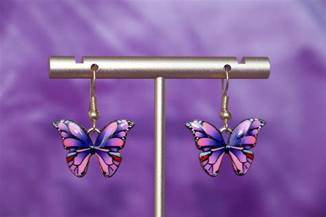 Butterfly Earrings Pink Monarch Butterfly Earrings Dangle Etsy