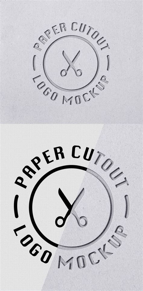 Two Logos With Scissors And The Words Paper Cutout Mockup