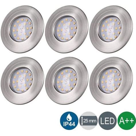 Lot De 6 Spots Led Encastrables Ultra Plats Ip44 Blanc Chaud 400