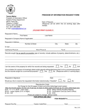 Fillable Online Freedom Of Information Request Form Tammy Maher Freedom