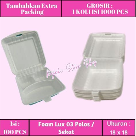 100 Pcs Styrofoam Lux 03 Polos Sekat 3 Foam Nasi Polos Foam