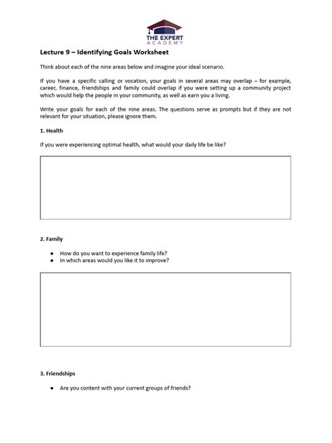 Lecture 9-Identifying Goals Worksheet | PDF | Goal | Organizational Behavior