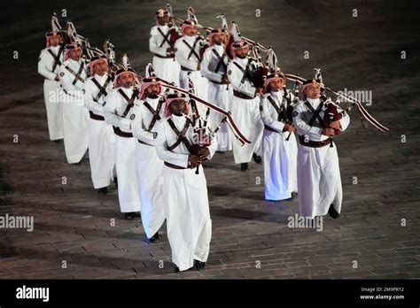 Members Of The Qatar Armed Forces Band Regiment Perform At Katara Beach