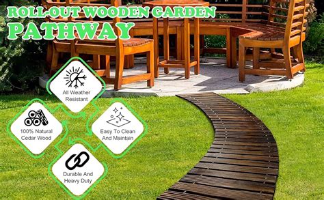 Amazon Reliancer Wooden Garden Pathway Outdoor Roll Out Cedar