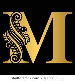 Gold Letter M Vintage Golden Flower Vetor Stock Livre De Direitos