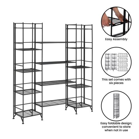 Convenience Concepts Xtra Storage 5 Tier Metal Folding Shelves In Black