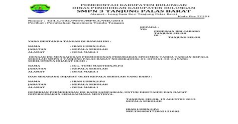 Detail Contoh Surat Permohonan Penambahan Specimen Tanda Tangan Koleksi