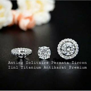 Jual Anting Tusuk Solitaire Permata Sirkon In Super Halus Titanium