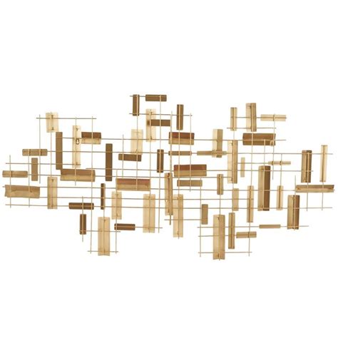 Cosmoliving By Cosmopolitan Gold Metal D Stripes Geometric Wall Decor