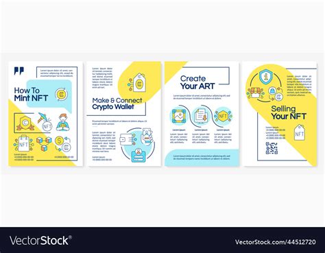 Nft Minting Blue And Yellow Brochure Template Vector Image