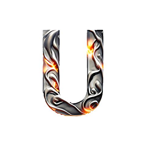 Metallic Text With Fire Effect U Alphabet A To Z Letters U Alphabet U