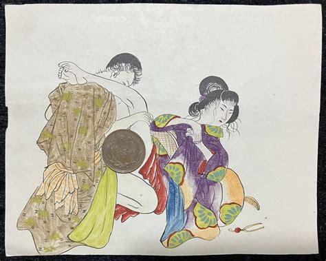 【やや傷や汚れあり】andand 真作明治期肉筆春画 浮世絵 艶本 枕絵 秘画 裸婦 男根 春宮図 紙本 サイズ約17x13cm 94の落札情報詳細