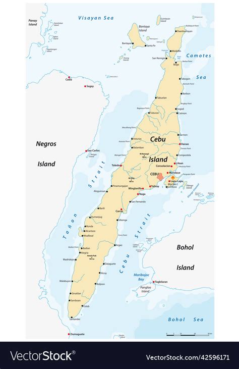 Map of the philippine island cebu Royalty Free Vector Image