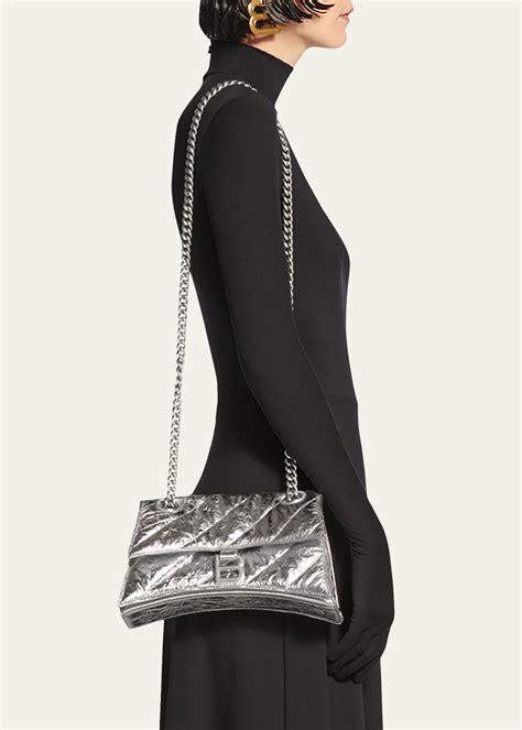 Balenciaga Crush Small Quilted Metallic Chain Shoulder Bag Bergdorf