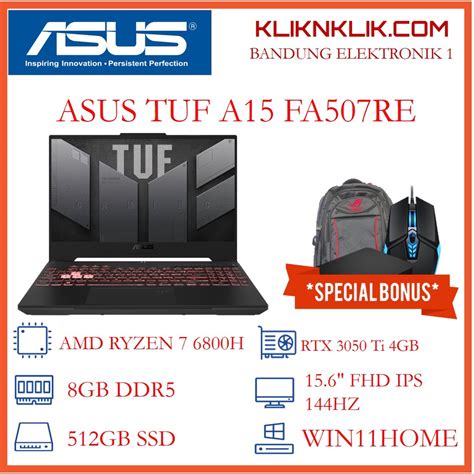 Jual Laptop Gaming Rtx 3050 Ti Asus Tuf A15 Fa507re Amd Ryzen 7 6800h 15 Inch 144hz Windows 11