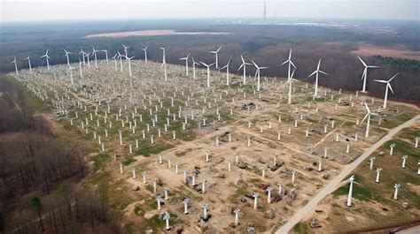 Aerial View Of Large Wind Turbine Field Background Wind Turbine Graveyard Picture Turbine