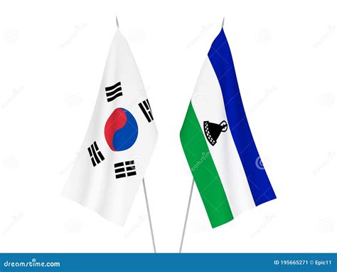 Banderas De Corea Del Sur Y Lesotho Stock de ilustración Ilustración