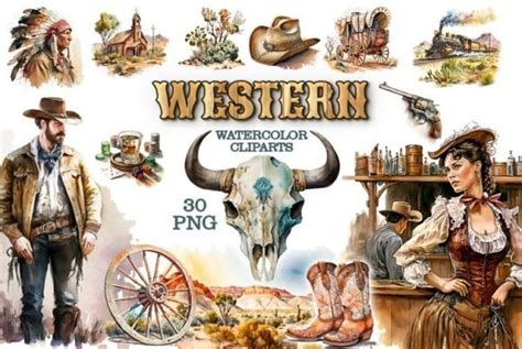 Watercolor Western Clipart Graphic By Rembrantd Ulya Creative Fabrica