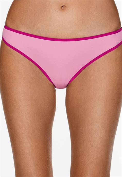 Oysho Contrast Trim Medium Coverage Bikini Hose Pink Zalando De