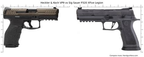 Heckler And Koch Vp9 Vs Sig Sauer P320 Xfive Legion Size Comparison Handgun Hero