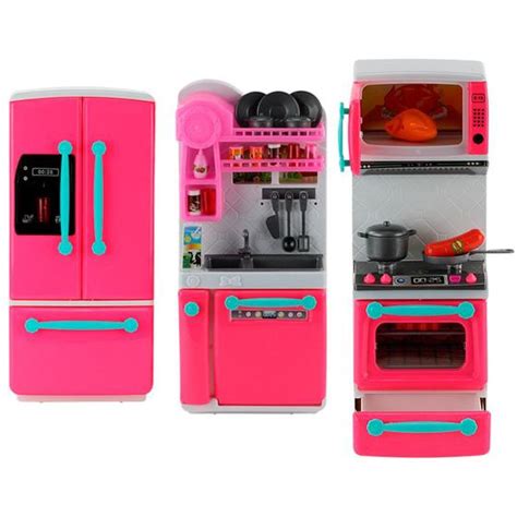 Kit Cozinha Infantil De Brinquedo Menina Geladeira Fog O Forno