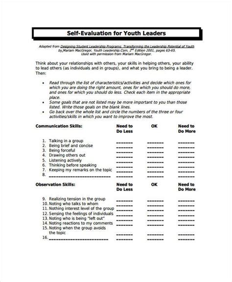 Free 8 Leadership Evaluation Forms In Pdf